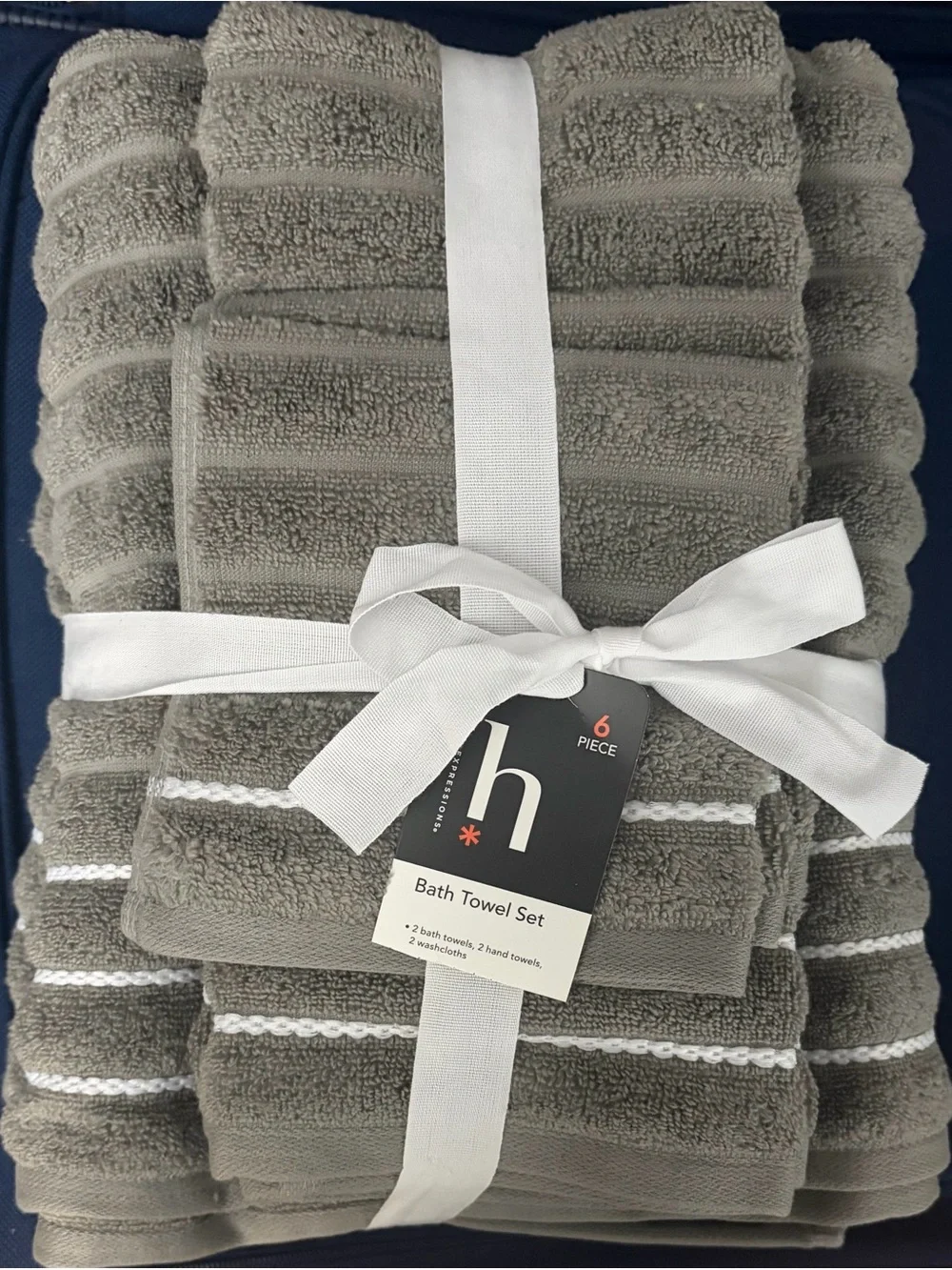 Home Expressions 6-pc. Ribbed Solid Bath Towel Set-Gray